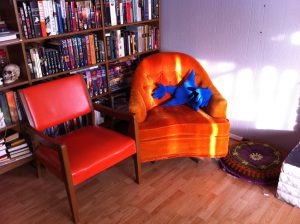 orange chairs vintage mod