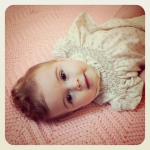 Phoebe. six months old. vintage baby dress