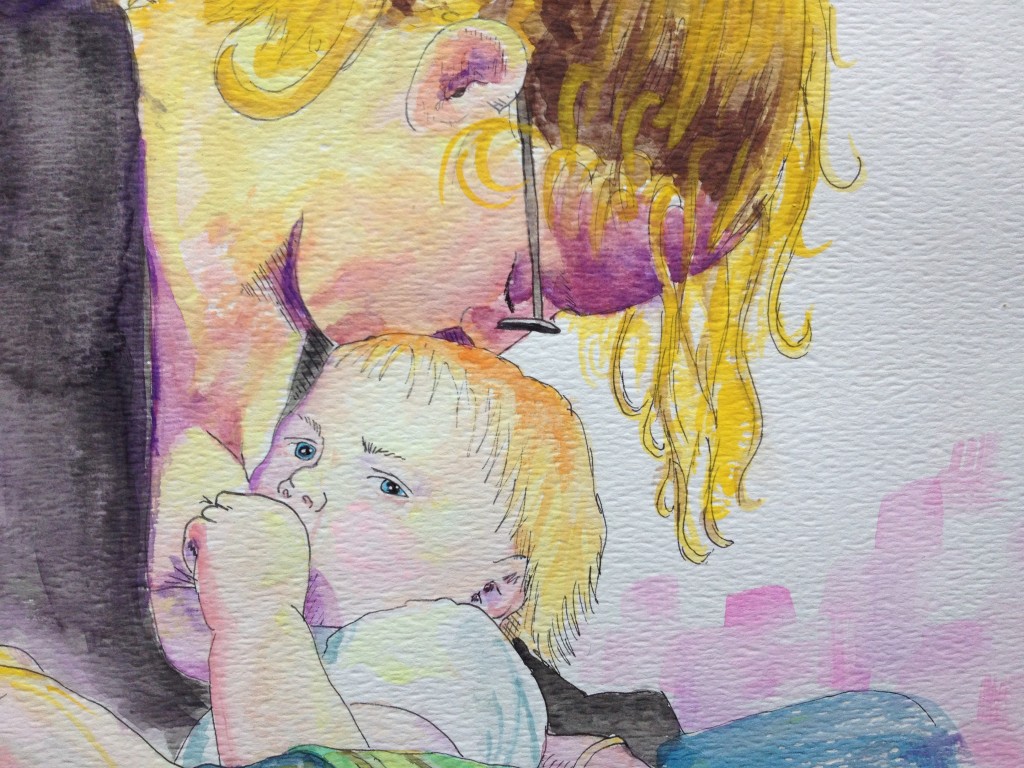 breastfeeding watercolor portrait