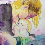 breastfeeding watercolor portrait
