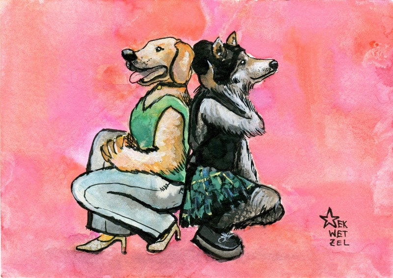 In Aesop’s fable, The Dog and the Wolf, a famished wolf meets a well-fed dog and compliments him on his sleek appearance. The dog describes his life of ease and invites the wolf to join him. As they go on their way, the wolf asks why the fur about the dog’s neck is worn away. He replies that it is merely caused by the collar he has to wear at home. The wolf then leaves him, declaring that a full belly is a poor price to pay for liberty.
