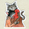 lesbian cat snuggle sticker