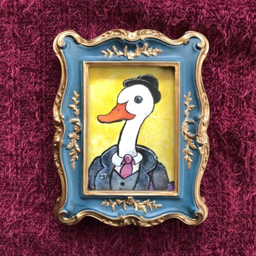 Tiny Treasure - Silly Goose, 2.5 x3.5 inch original artwork